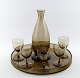 Daum, Nancy, Art Deco bar set, decanter and five glasses on tray.
