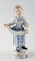 Antique porcelain figurines, Meissen, girl with flowers, late 19c.