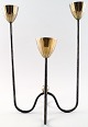 Gunnar Ander, Ystad Metall. Three-armed metal and brass candlestick.