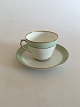 Royal Copenhagen Green Curved Coffee Cup and Saucer No 1870