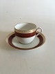 Bing & Grondahl Wagner Coffee Cup and Saucer No 102. Wine Red and Gold Border.