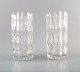 A pair of Orrefors art glass vases, signed.
