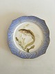 Royal Copenhagen Blue Fish Plate with Gold No 1212/3002 with Mustela Fluviatilis
