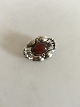 Georg Jensen Silver Brooch No 80 with Amber