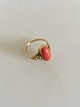 Georg Jensen 18 Carat Gold Ring No 243 with Coral Colored Stone