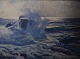 OSCAR HULLGREN (born 1869, d. 1948) Swedish painter.
Oil on canvas. Coastal scene with burning.