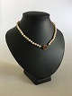 Georg Jensen Pearl Necklace with 18K Gold Lock / Jewelry Pendant with Rosa 
Quartz