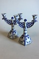 Royal Copenhagen Blue Fluted Full Lace Set of two Candleholders No 1/1169