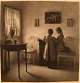 Peter Ilsted (1861-1933). Mezzotinte. Interiør med legende piger. 150/45.