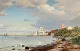 Dansk 
Kunstgalleri 
presents: 
"Coastal 
scene with 
sailing ships 
at Middelfart 
harbor" Oil 
painting on 
canvas.