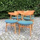Antik 
Damgaard-
Lauritsen 
presents: 
Hans J. 
Wegner; Set of 
six chairs, oak 
and teak, 
bluegreen wool, 
model CH-30