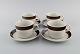 Hertha Bengtsson (1917-1993) for Rörstrand. Four Koka teacups with saucers in 
glazed stoneware. 1960s.
