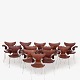 Roxy Klassik 
presents: 
Arne 
Jacobsen / 
Fritz Hansen
AJ 3108 - 
Large set of 12 
'Lily chairs' 
in patinated 
teak ...