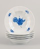 Royal Copenhagen, Blue Flower Angular, five deep plates.