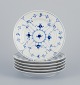 Royal Copenhagen Blue Fluted Plain. A set of six lunch plates in porcelain.