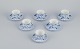Royal Copenhagen Blue Fluted Half Lace. A set of six coffee cups with saucers.