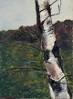 L'Art presents: 
Hanna 
Brundin, 
Swedish artist. 
Oil on canvas. 
Landscape with 
birch tree in 
the foreground.