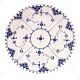 Set of eight 19th century blue fluted full lace plates. 1870-1890. D: 24,5cm