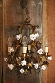K&Co. presents: 
Old French 
chandelier with 
base in gilt 
metal decorated 
with a lot of 
fine old 
porcelain 
flowers...