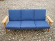 Sofa 3 seater in light oak designed by Hans Wegner with blue wool fabric made ​​from ...