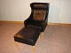 Osted Antik presents: Børge Mogensen. Wing chair with footstool model the 2204 upholstered in black leather ...