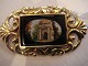 Atelier 4 Roses presents: 14ct gold brooch with micro mosaic, ca. 5 gr. 14kt. gold. Ca.1880.