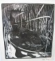 Leif Ryding woodcuts, Grebe 50X56cm