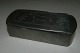 Snuff-box made in pewter from Sweden. Decorated with a standing horse. Name engraved on the back ...