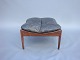 Footstool by Kristian Vedel with black leather cushion. Danish design from 1960´s