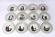 12 Royal
Copenhagen
cover plates,
decorated with
Hans ...