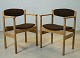 Jørgen Bækmark.
Armchairs solid
varnished oak,
seat and ...