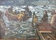 "Fishermen at
Sea" Mounted in
a beautiful
gold frame.