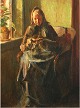 Interior with
knitting woman,
it could be Mrs
Brondum. ...