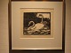 leif rydeng woodcut swans 34x31