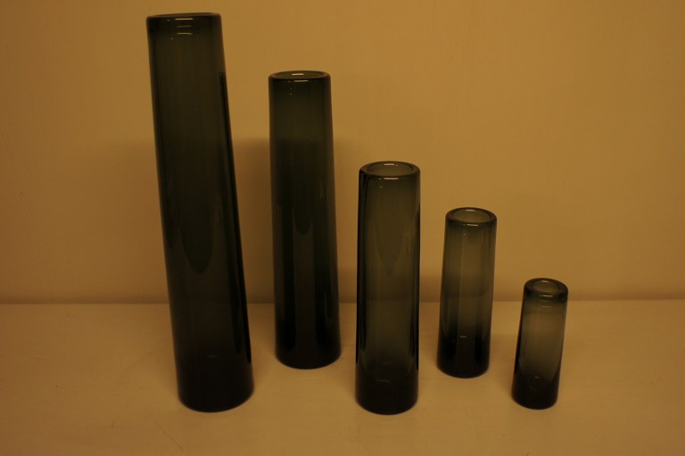 5 Holmegaard, Per Lütken art glass vases, 1958.