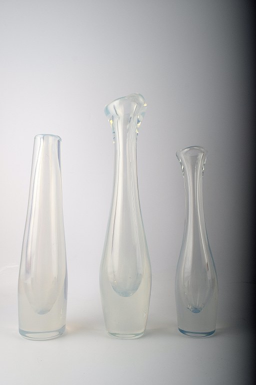 3 Orrefors art glass vases, signed. 
