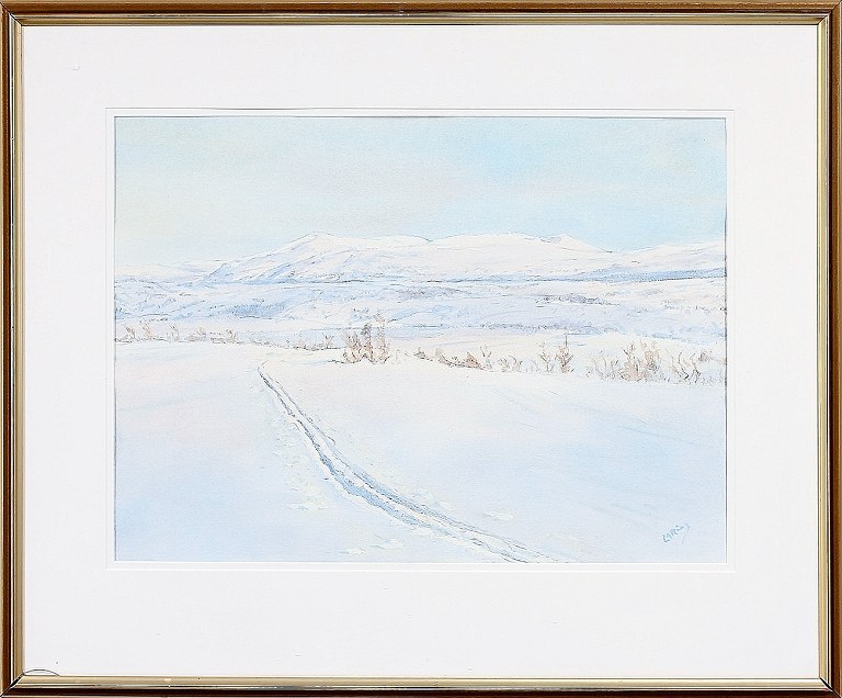 LAURITZ ANDERSEN RING (1854-1933) 
Vinterlandskab, akvarel, signeret.