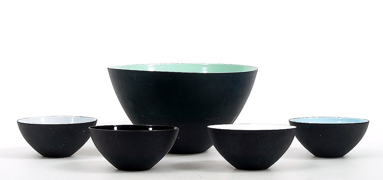 Herbert Krenzel. Krenit bowls in multicolored enamelled metal, consisting of two 
bowls.