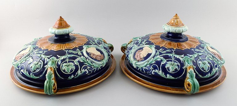 Rörstrand, a pair of Art Nouveau hanging lamps in earthenware.