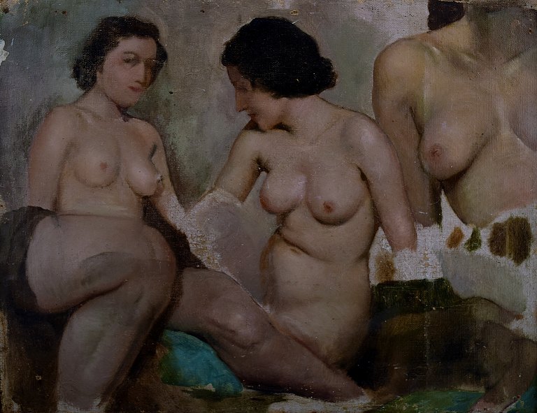 IVAN THIELE (b. 1877, d. 1948) Russian artist.
Academy study of naked women. Early 20th century.