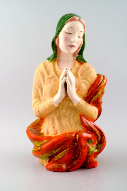 Keramos, Vienna, praying woman, porcelain figure.
