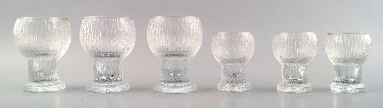 6 glass Iittala Ultima Kekkerit glass service, modern Finnish glass, designed by 
Timo Sarpaneva.