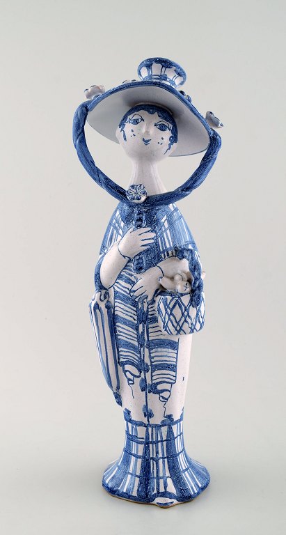 Bjørn Wiinblad unique ceramic figure from the Blue House. "Autumn" in blue 
"Seasons" dated 1970.
