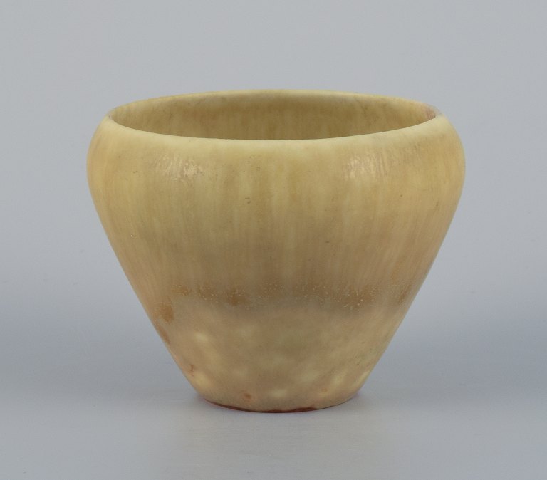 Carl Harry Stålhane for Rörstrand, ceramic vase with hare fur glaze in shades of 
yellow.