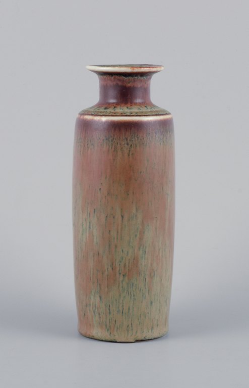 Carl Harry Stålhane for Rörstrand, ceramic vase with glaze in shades of brown.