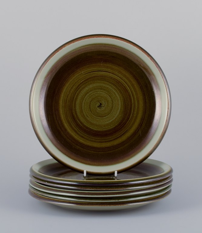Marianne Westman (1928-2017) for Rörstrand, Sweden. A set of six "Maya" 
stoneware dinner plates.