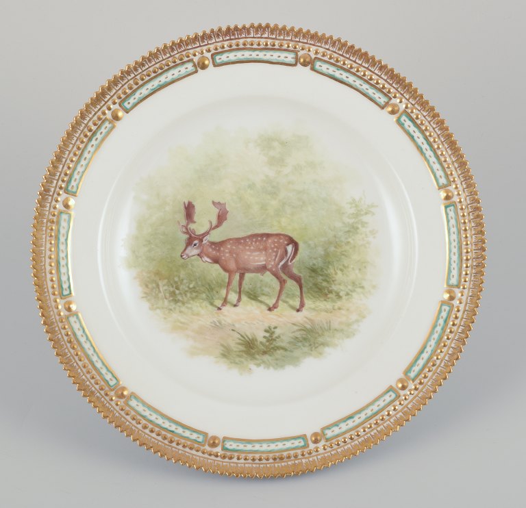Royal Copenhagen Fauna Danica, dinner plate featuring a motif of a roe deer.