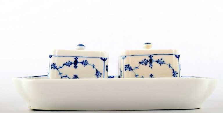 Early and rare Royal Copenhagen blue fluted Writing set with two inkwells.
