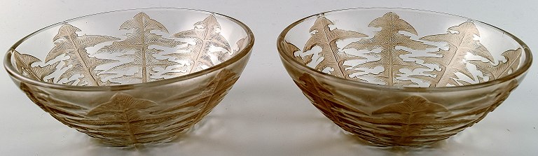 Pair of early Art Deco Lalique art glass bowls.
Signed R. Lalique.