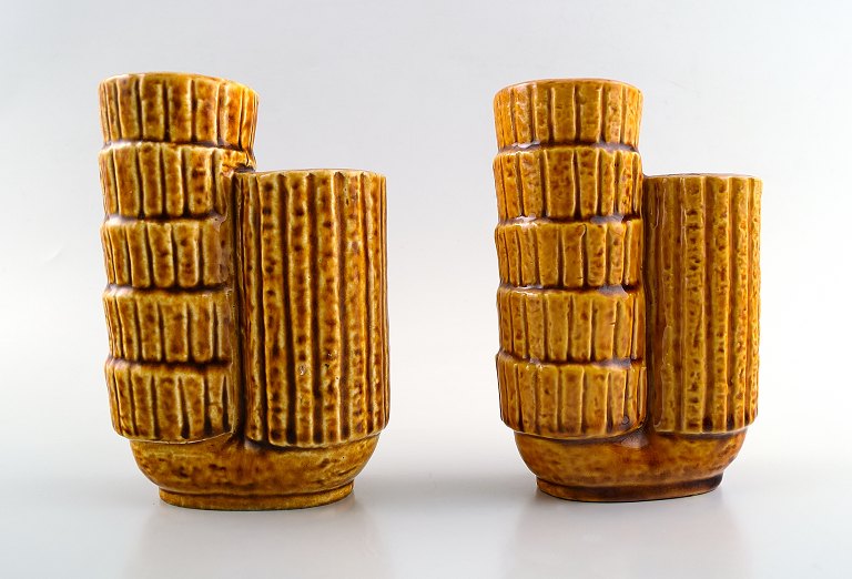 A pair of Rörstrand Gunnar Nylund Chamotte vases.
